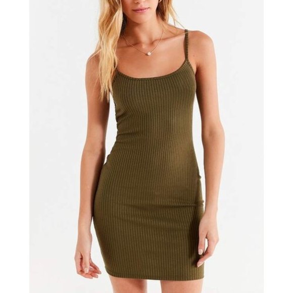 Urban Outfitters Ribbed Military Green Jersey Mini Dress - Picture 4 of 4